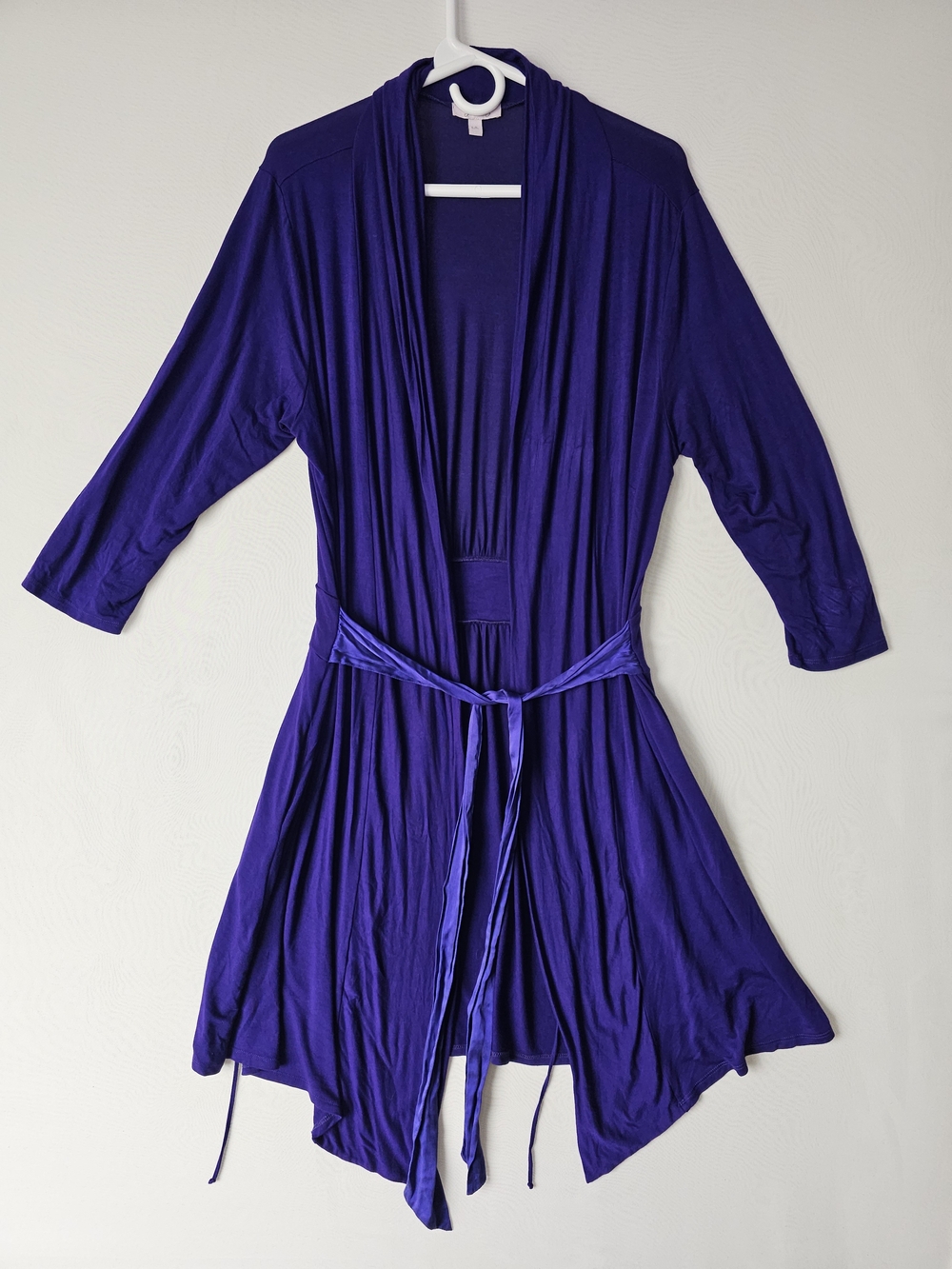 Fleur't Long Draped Royal Purple Cardigan Size Large with/ Silk Ties